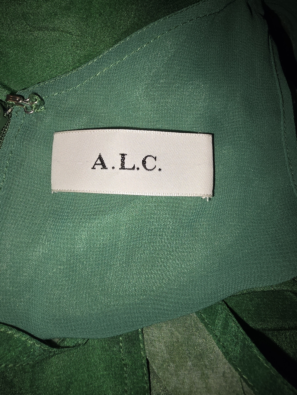 A.L.C. Emerald Green V-Neck Draped Midi Dress - Picture 3 of 4